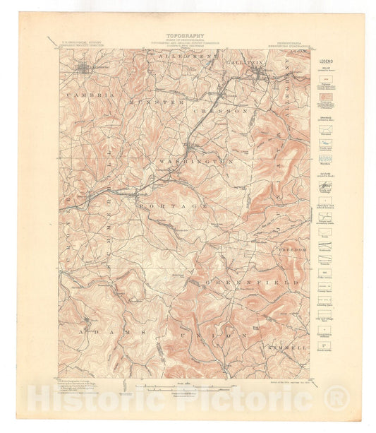 Map : Ebensburg folio, Pennsylvania, 1905 Cartography Wall Art :