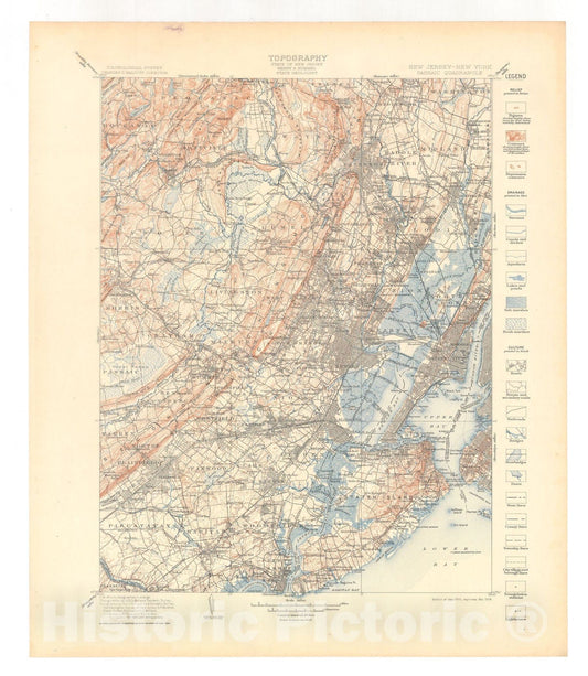 Map : Passaic folio, New Jersey-New York, 1908 Cartography Wall Art :