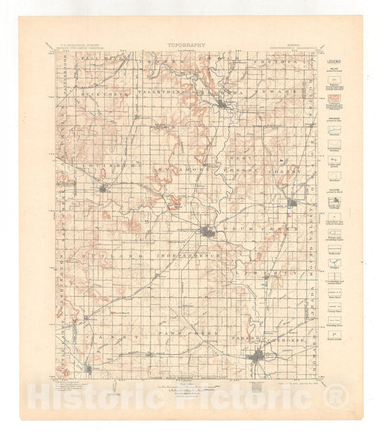 Map : Independence folio, Kansas, 1908 Cartography Wall Art :