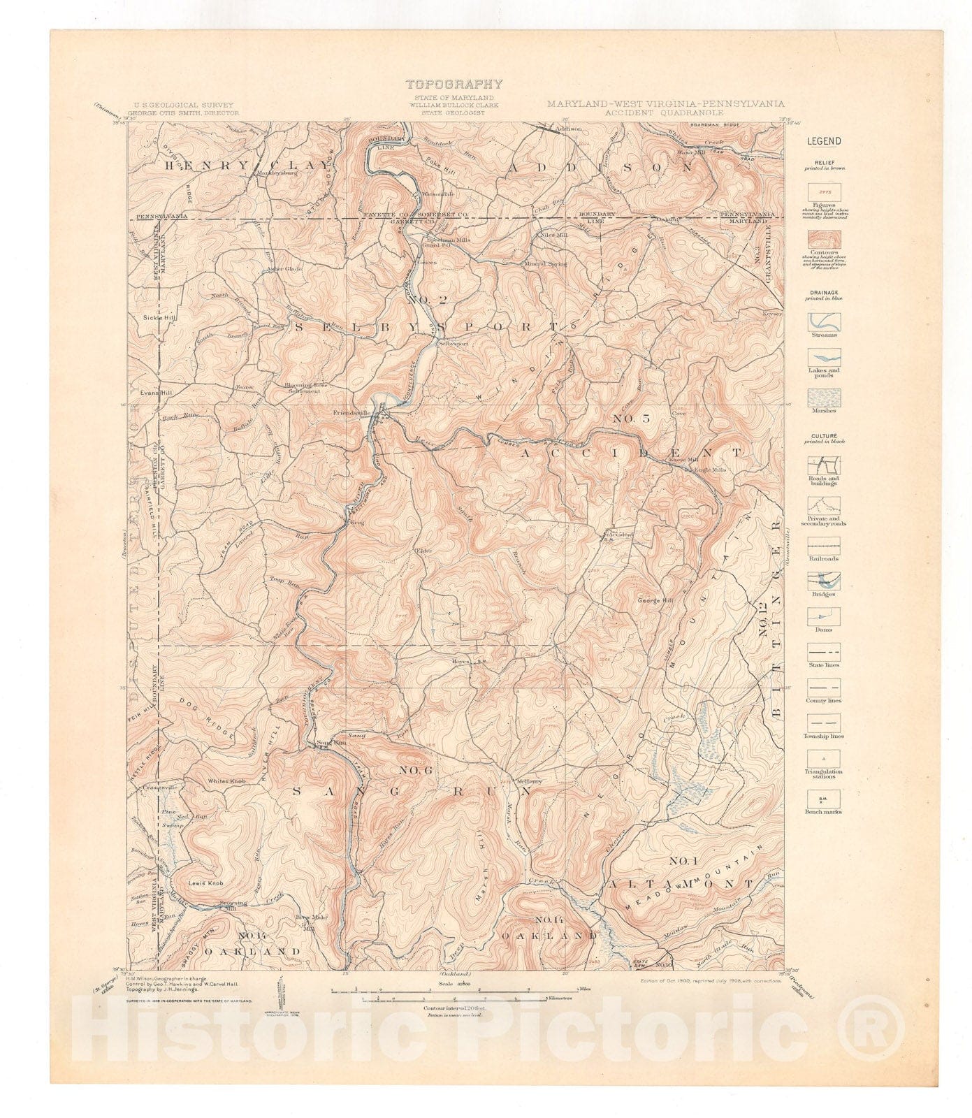 Map : Accident-Grantsville folio, Maryland-Pennsylvania-West Virginia, 1908 Cartography Wall Art :