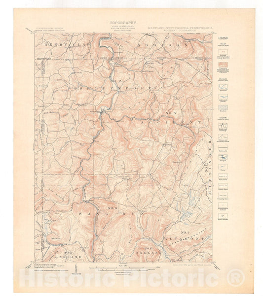 Map : Accident-Grantsville folio, Maryland-Pennsylvania-West Virginia, 1908 Cartography Wall Art :