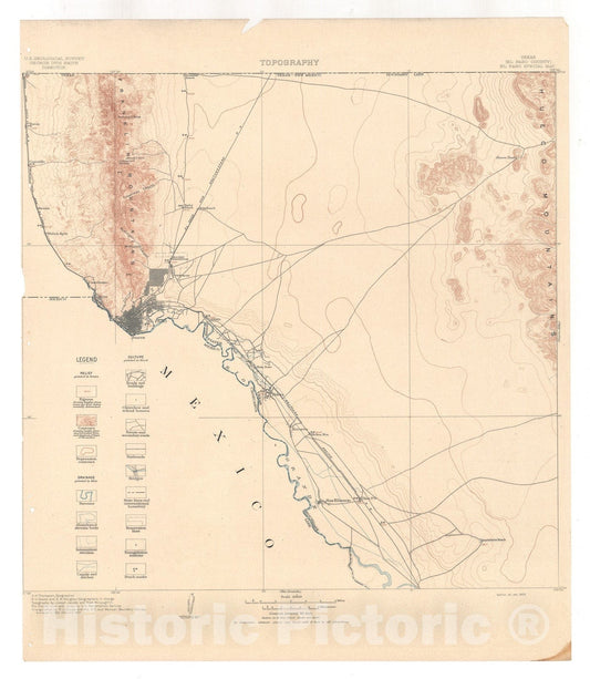 Map : El Paso folio, Texas, 1909 Cartography Wall Art :