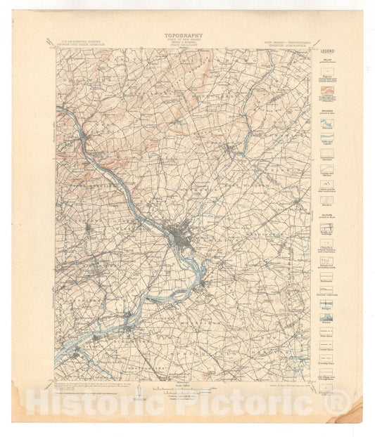 Map : Trenton folio, New Jersey-Pennsylvania, 1909 Cartography Wall Art :