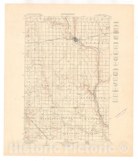 Map : Jamestown-Tower folio, Jamestown, Eckelson, and Tower quadrangles, North Dakota, 1909 Cartography Wall Art :