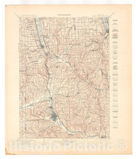 Map : Watkins Glen-Catatonk folio, New York, 1909 Cartography Wall Art :