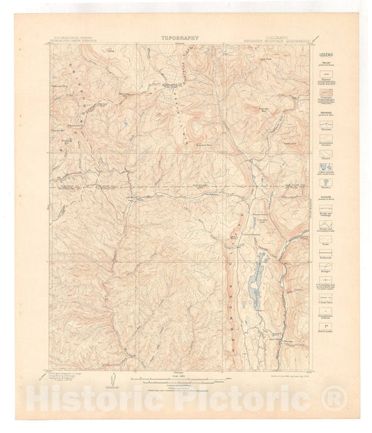 Map : Engineer Mountain folio, Colorado, 1910 Cartography Wall Art :