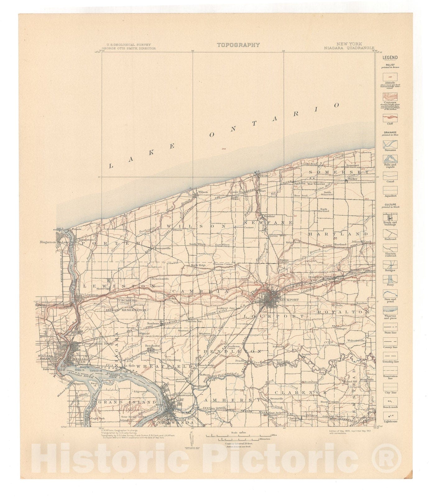 Map : Niagara folio, New York, 1913 Cartography Wall Art :