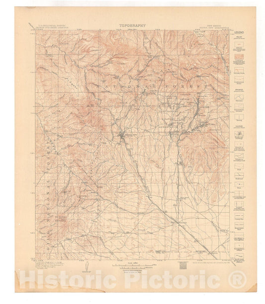 Map : Silver City folio, New Mexico, 1916 Cartography Wall Art :