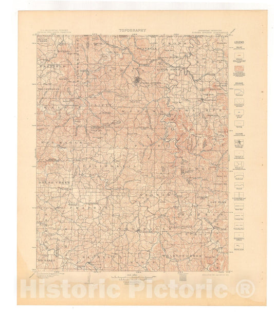 Map : Eureka Springs-Harrison folio, Arkansas-Missouri, 1916 Cartography Wall Art :