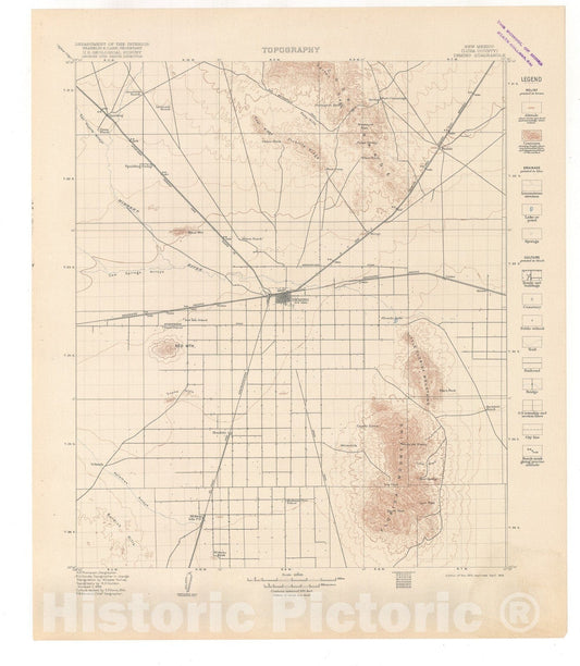 Map : Deming folio, New Mexico, 1917 Cartography Wall Art :
