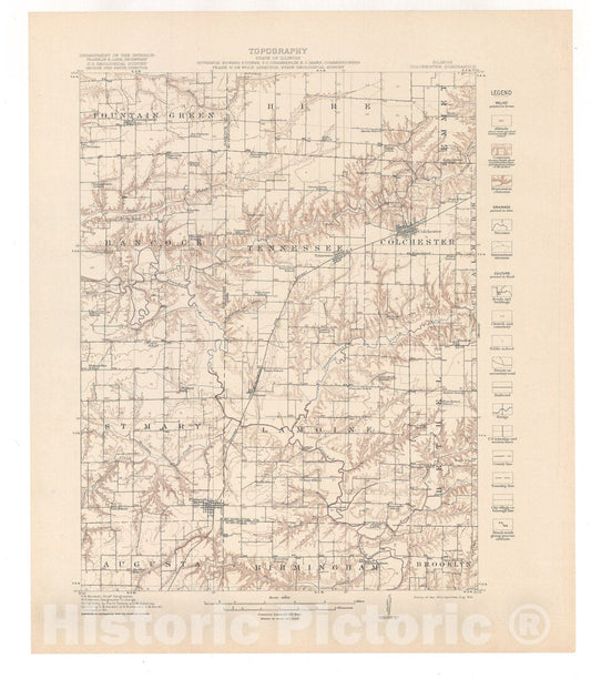 Map : Colchester-Macomb folio, Illinois, 1919 Cartography Wall Art :