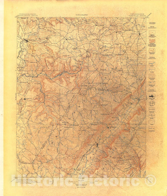 Map : Pikeville folio, Tennessee, 1895 Cartography Wall Art :