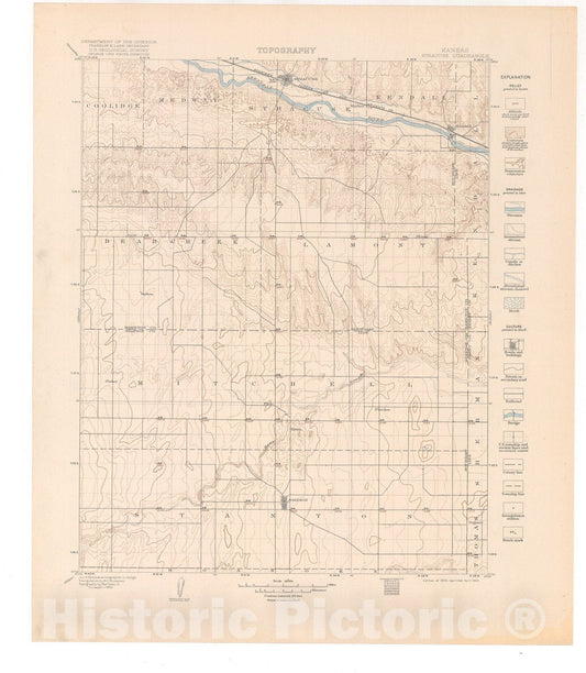 Map : Syracuse-Lakin folio, Kansas, 1920 Cartography Wall Art :