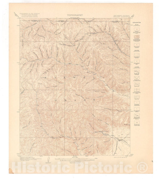 Map : Raton-Brilliant-Koehler folio, New Mexico-Colorado, 1922 Cartography Wall Art :