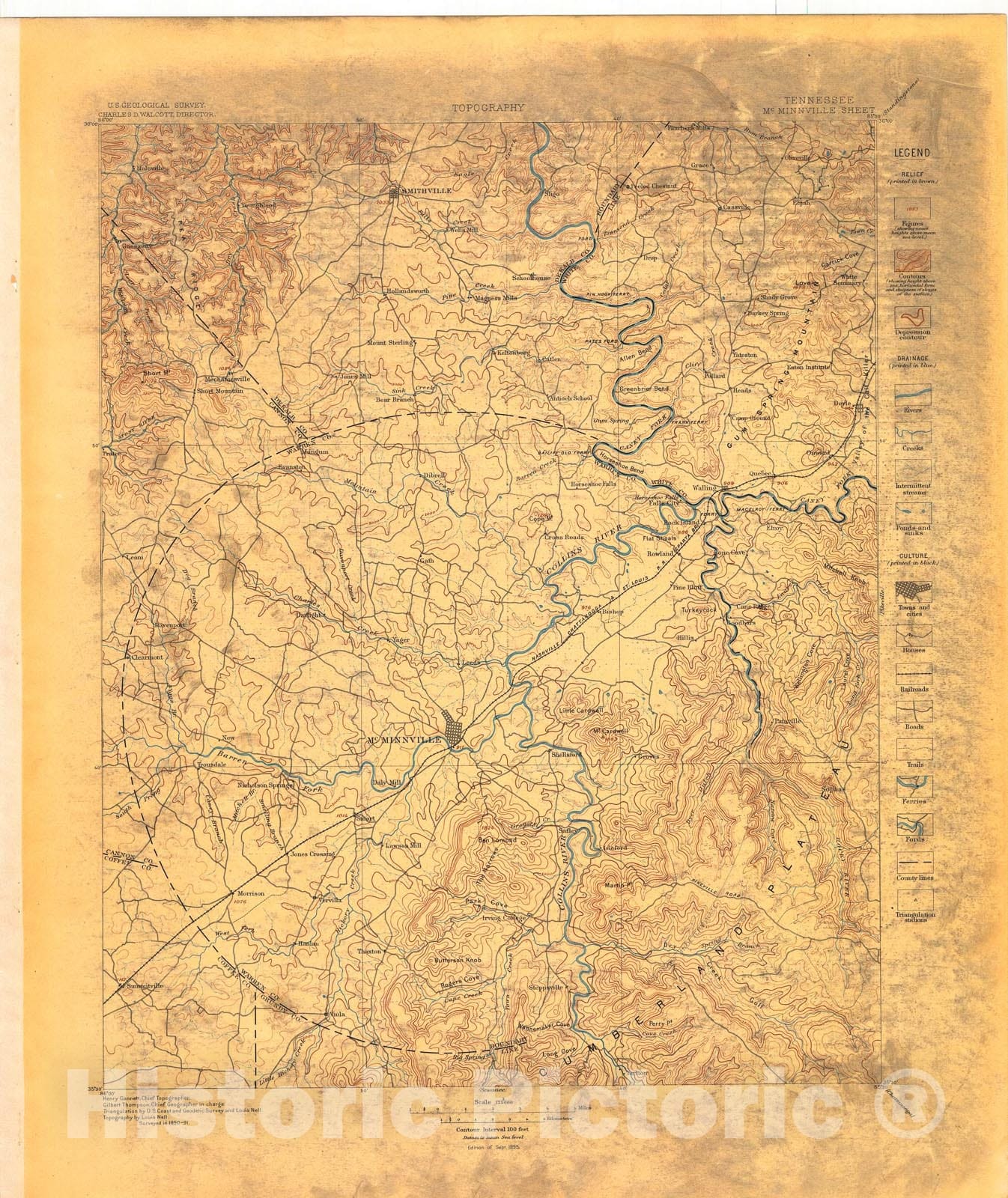 Map : McMinnville folio, Tennessee, 1895 Cartography Wall Art :