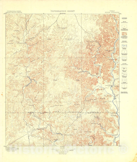 Map : Nueces folio, Texas, 1898 Cartography Wall Art :