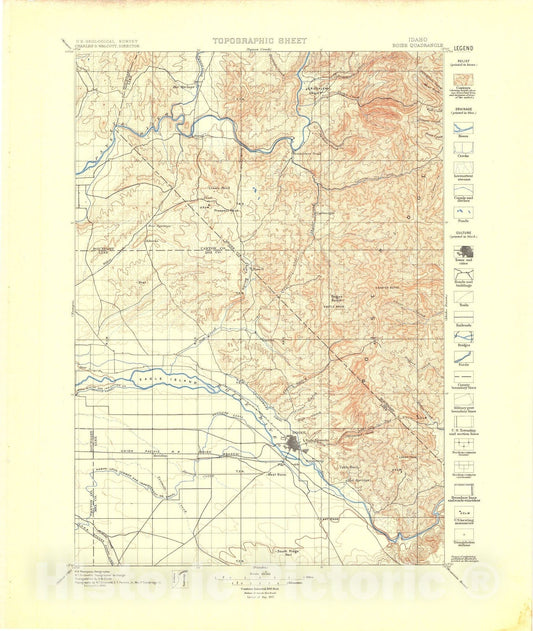Map : Boise folio, Idaho, 1898 Cartography Wall Art :