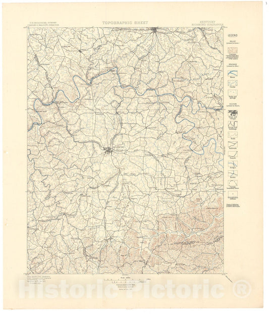 Map : Richmond folio, Kentucky, 1898 Cartography Wall Art :