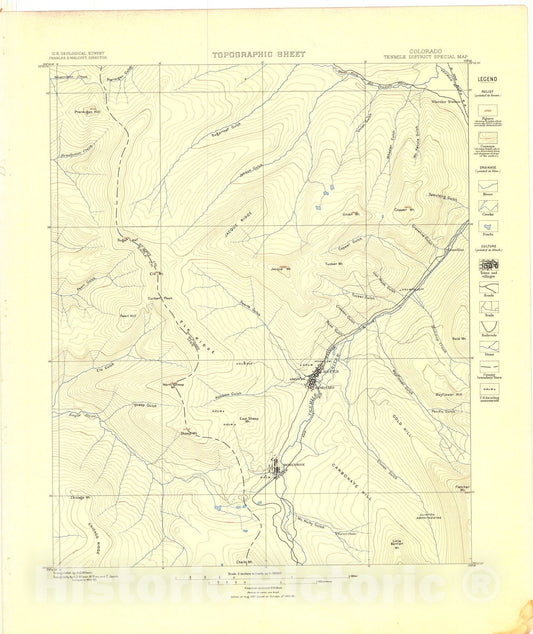 Map : Tenmile District special folio, Colorado, 1898 Cartography Wall Art :