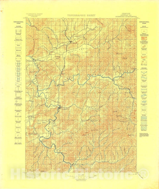 Map : Roseburg folio, Oregon, 1898 Cartography Wall Art :