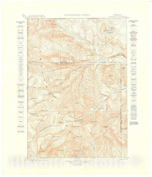 Map : Absaroka folio, Wyoming, 1899 Cartography Wall Art :