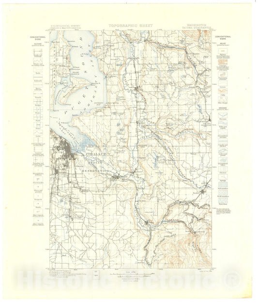 Map : Tacoma folio, Washington, 1899 Cartography Wall Art :