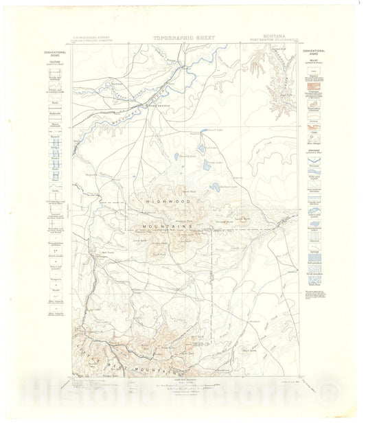 Map : Fort Benton, Montana, 1899 Cartography Wall Art :