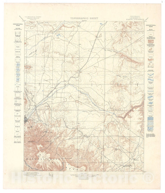 Map : Elmoro folio, Colorado, 1899 Cartography Wall Art :