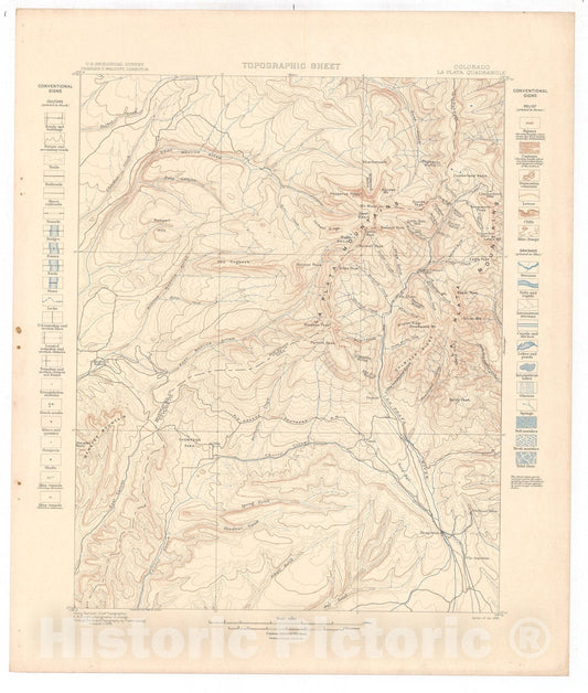 Map : La Plata folio, Colorado, 1899 Cartography Wall Art :