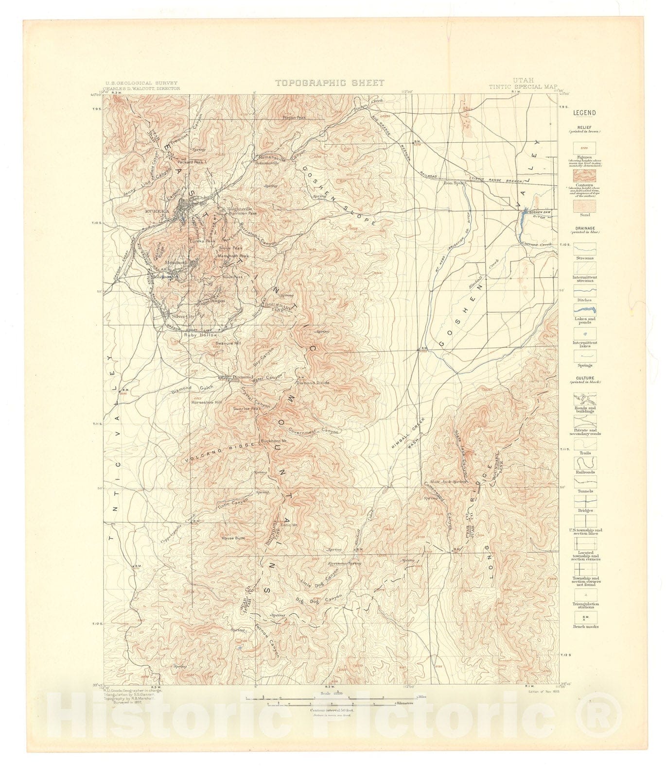 Map : Tintic special folio, Utah, 1900 Cartography Wall Art :