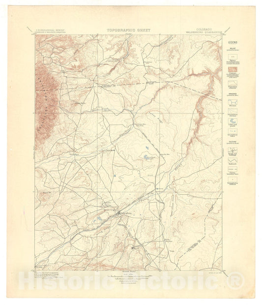 Map : Walsenburg folio, Colorado, 1900 Cartography Wall Art :