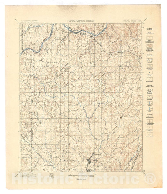 Map : Coalgate folio, Indian Territory, 1901 Cartography Wall Art :