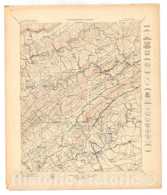 Map : Maynardville folio, Tennessee, 1901 Cartography Wall Art :