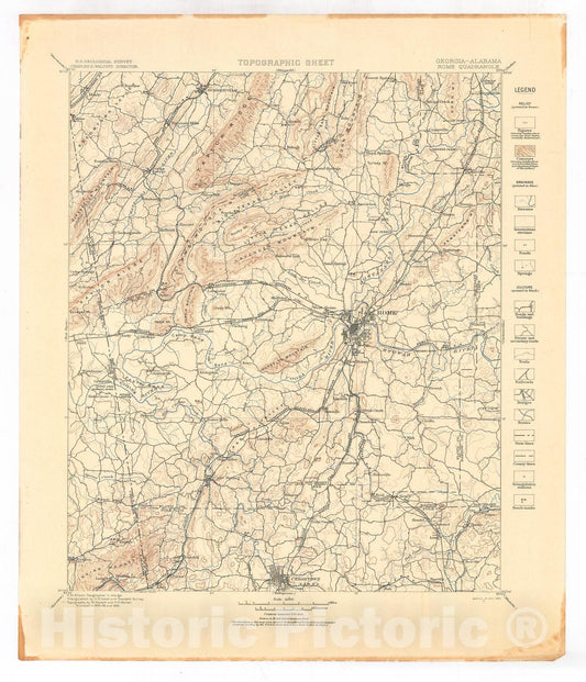 Map : Rome folio, Georgia-Alabama, 1902 Cartography Wall Art :