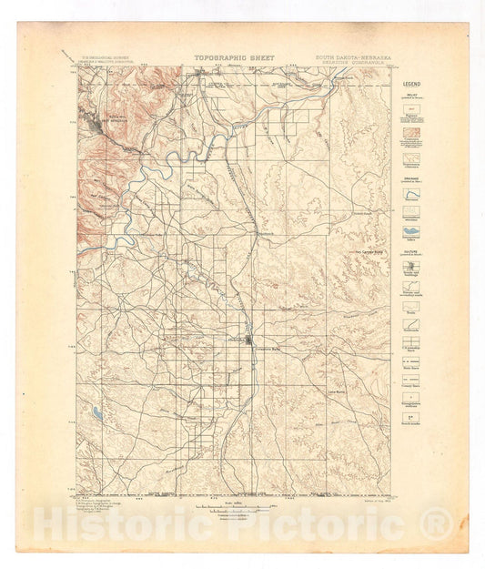 Map : Oelrichs folio, South Dakota-Nebraska, 1902 Cartography Wall Art :