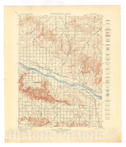 Map : Camp Clarke folio, Nebraska, 1903 Cartography Wall Art :