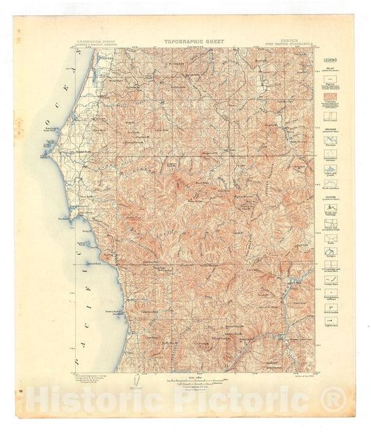 Map : Port Orford folio, Oregon, 1903 Cartography Wall Art :