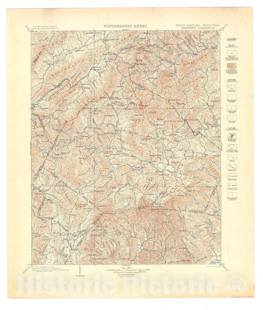 Map : Cranberry folio, North Carolina-Tennessee, 1903 Cartography Wall Art :