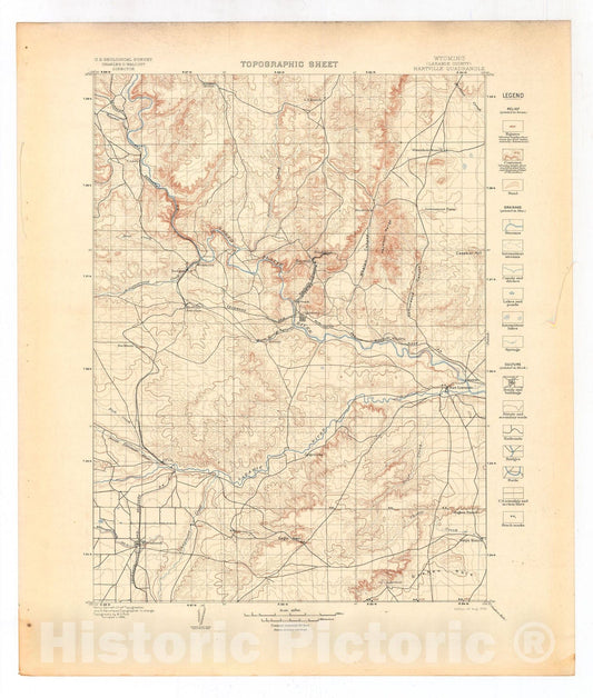 Map : Hartville folio, Wyoming, 1903 Cartography Wall Art :