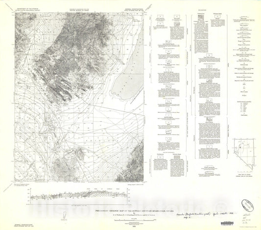 Map : Preliminary geologic map of the Buffalo Mountain quadrangle, Nevada, 1959 Cartography Wall Art :