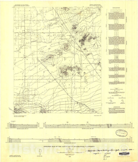 Map : Geologic map of the Alpine Butte quadrangle, California, 1959 Cartography Wall Art :