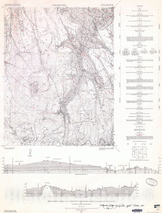 Map : Preliminary geologic map of the Little Cone quadrangle, San Miguel County, Colorado, 1959 Cartography Wall Art :