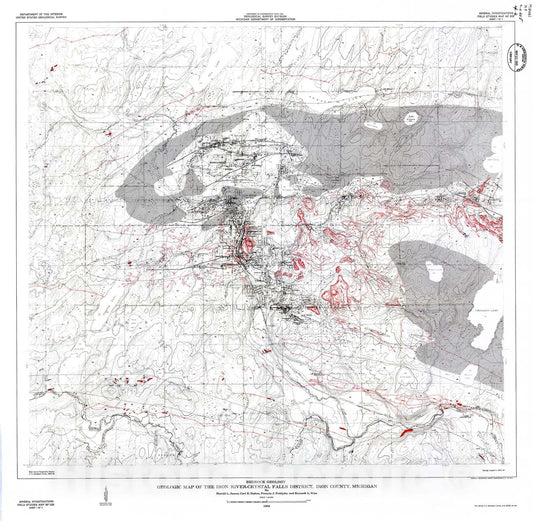 Map : Geologic map of the Iron River-Crystal Falls district, Iron County, Michigan, 1959 Cartography Wall Art :