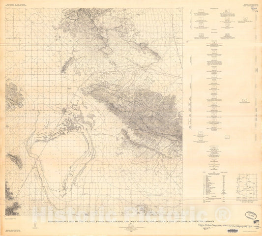 Map : Reconnaissance geologic map of the Willcox, Fisher Hills, Cochise, and Dos Cabezas quadrangles, Cochise and Graham Counties, Arizona, 1960 Cartography Wall Art :