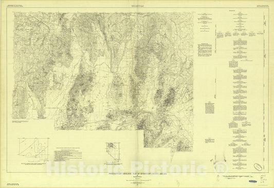 Map : Preliminary geologic map of Humboldt County, Nevada, 1961 Cartography Wall Art :
