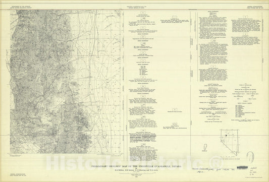 Map : Preliminary geologic map of the Unionville quadrangle, Nevada, 1962 Cartography Wall Art :