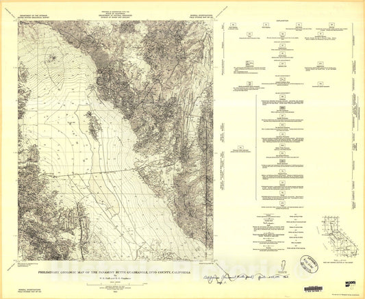 Map : Preliminary geologic map of the Panamint Butte quadrangle, Inyo County, California, 1962 Cartography Wall Art :