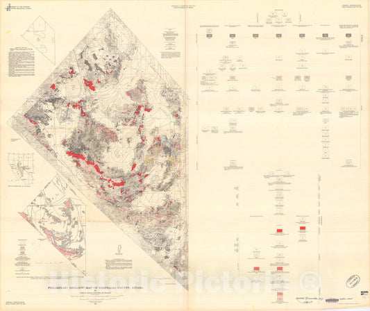 Map : Preliminary geologic map of the Esmeralda County, Nevada, 1965 Cartography Wall Art :