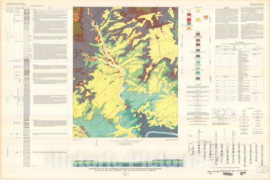 Map : Geologic map of the southwest quarter of the Gunsight Butte quadrangle, Kane and San Juan Counties, Utah, and Coconino County, Arizona, 1973 Cartography Wall Art :