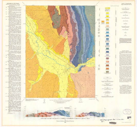 Map : Geologic map of the Morgan 7.5-minute quadrangle, Morgan County, Utah, 1973 Cartography Wall Art :